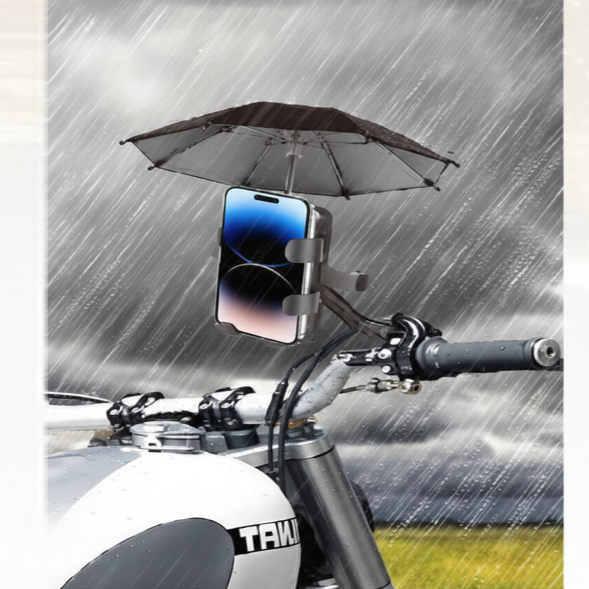 SUPPORTO PER CELLULARE CON OMBRELLO PARASOLE PER MOTO BICI SCOOTER AS-07130
