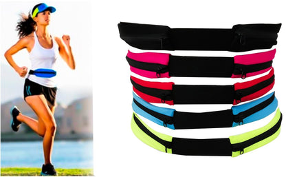 MARSUPIO FASCIA DA SPORT CON DOPPIA TASCA ZIP PALESTRA CORSA Workout 2 SCOMPARTI