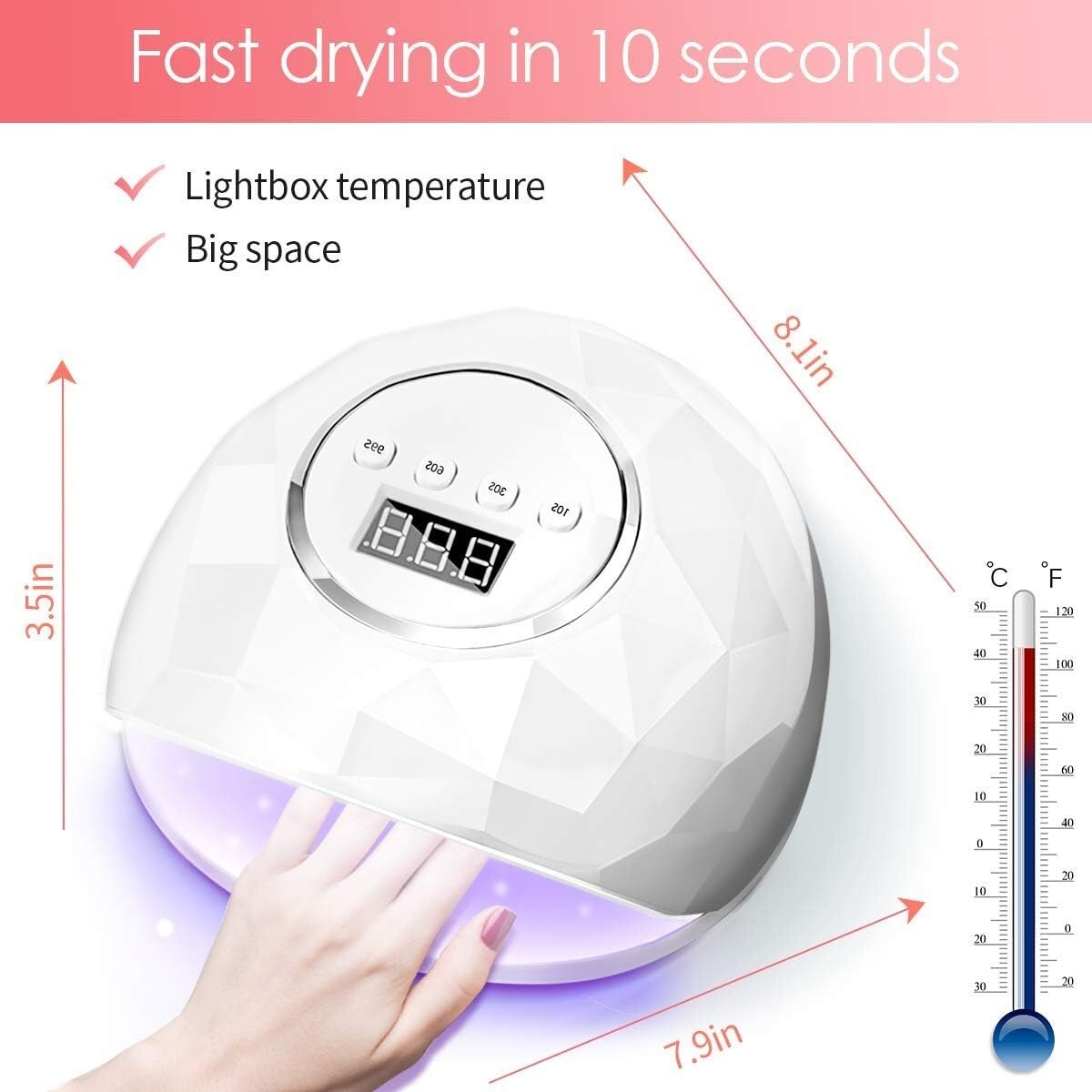 LAMPADA UV CON 39 LED 86W DISPLAY SENSORE UNGHIE RICOSTRUZIONE MANICURE TIMER