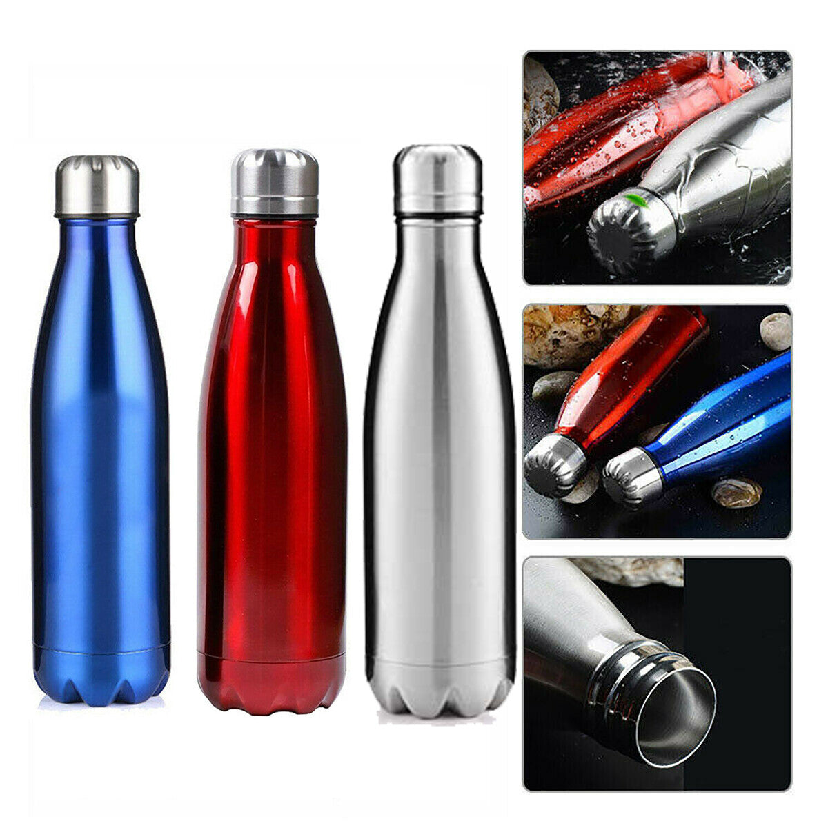 PORTATILE BORRACCIA BOTTIGLIA D'ACQUA ACCIAIO INOX TERMICA CALDO FREDDO 550 ML