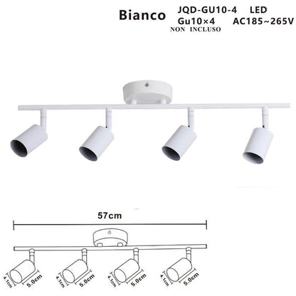 APPLIQUE 4 FARETTI SOFFITTO SOSPENSIONE PLAFFONIERA ORIENTABILI GU10 LED BIANCO*