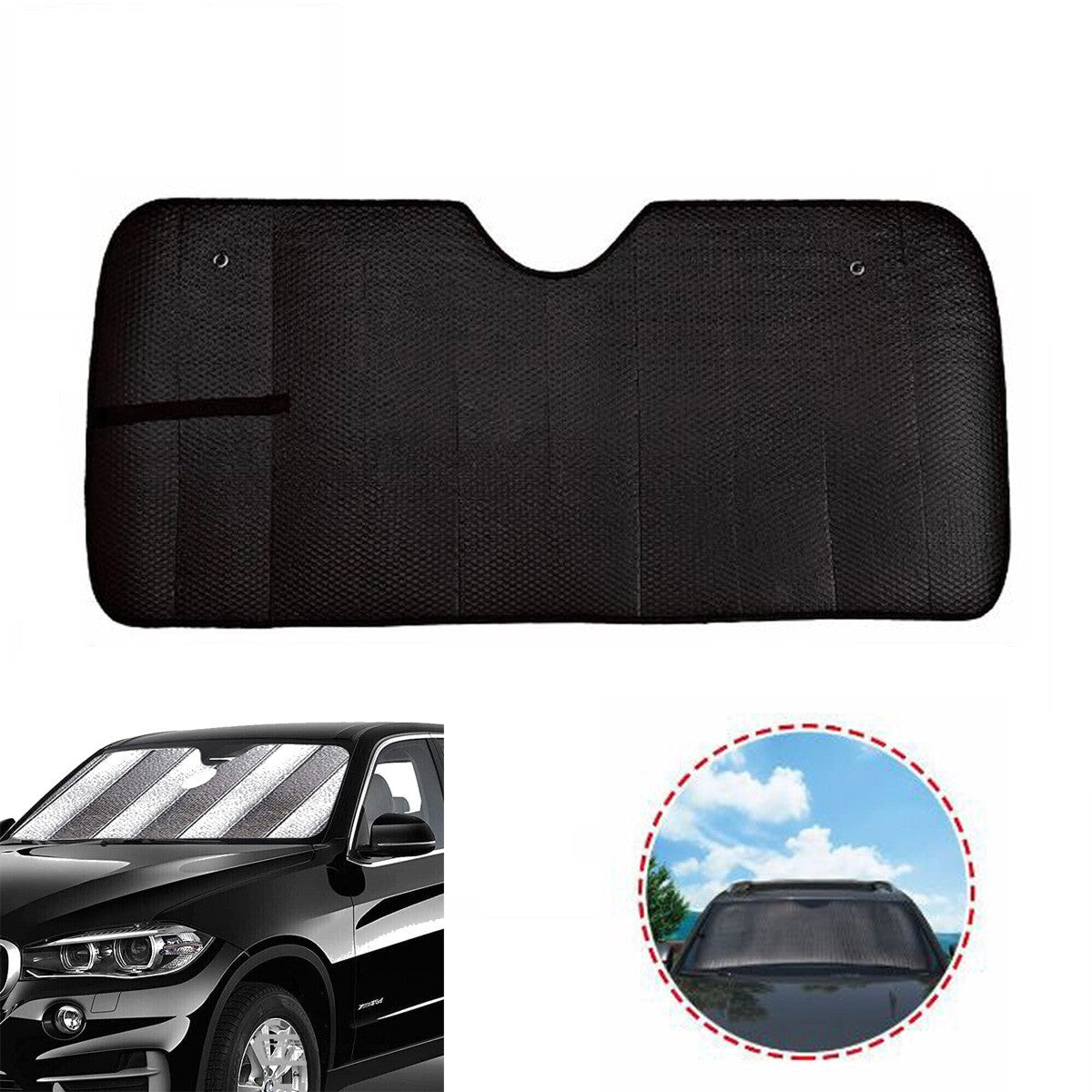 PARASOLE AUTO PARABREZZA 130x60CM UNIVERSALE ANTERIORE INTERNO PROTEZIONE 70295