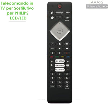 TELECOMANDO UNIVERSALE COME ORIGINALE LCD LED TV SMART COMPATIBILE PHILIPS