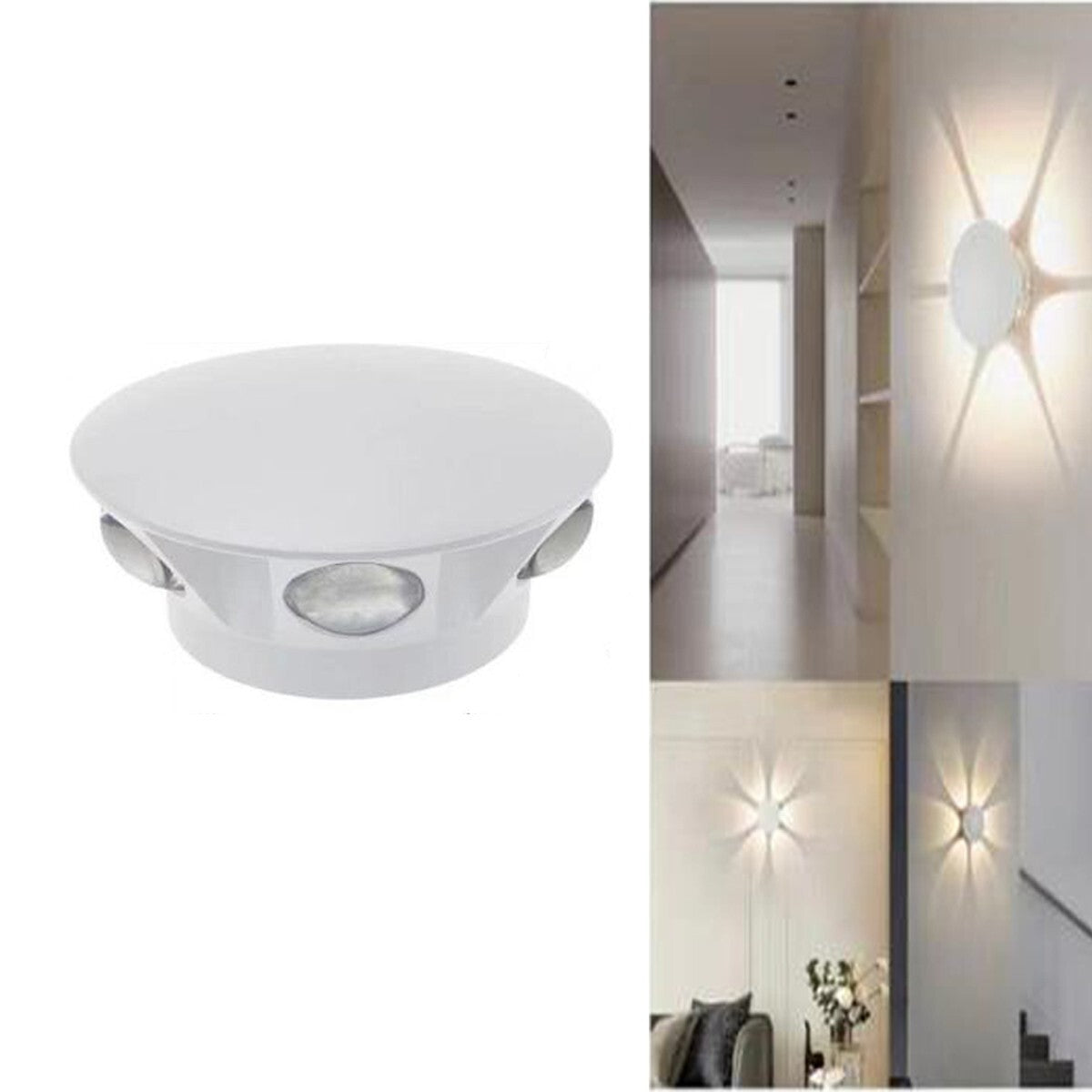 APPLIQUE LED 6 COB LAMPADA PARETE ROTONDO 18W BIANCO CALDO 3000K ESTERNO FD-20*