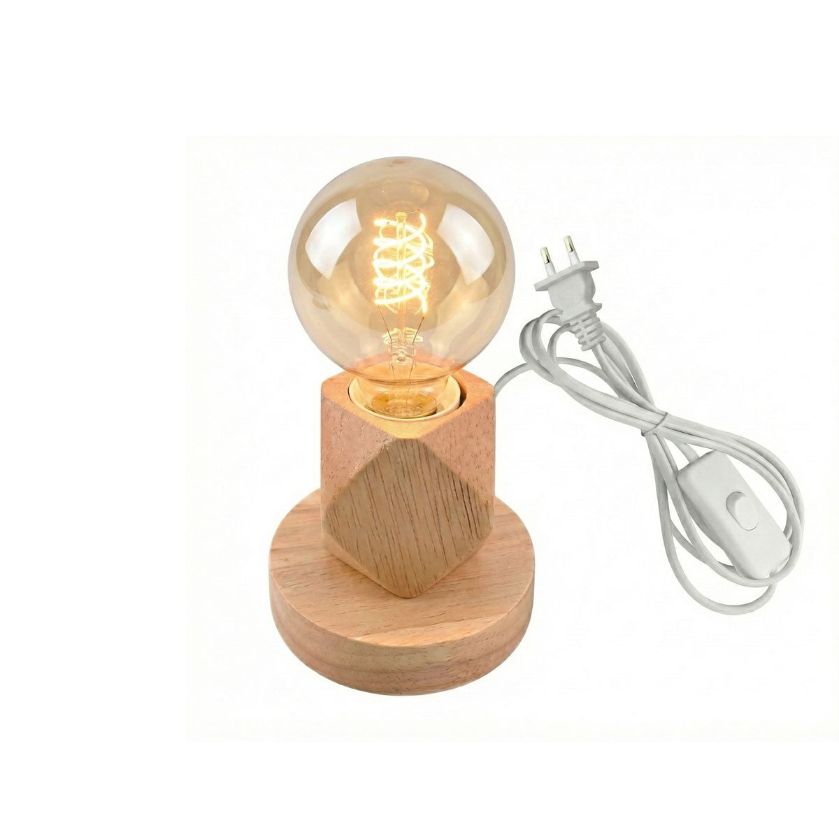 LAMPADA DA TAVOLO LEGNO E27 BASE PORTALAMPADA DESIGN MODERNO COMODINO TD-325