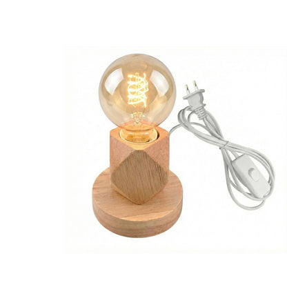 LAMPADA DA TAVOLO LEGNO E27 BASE PORTALAMPADA DESIGN MODERNO COMODINO TD-325
