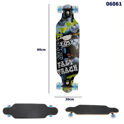 SKATEBOARD SKATE IN LEGNO FANTASIA COLORATO BAMBINI RAGAZZI 80CM 06061