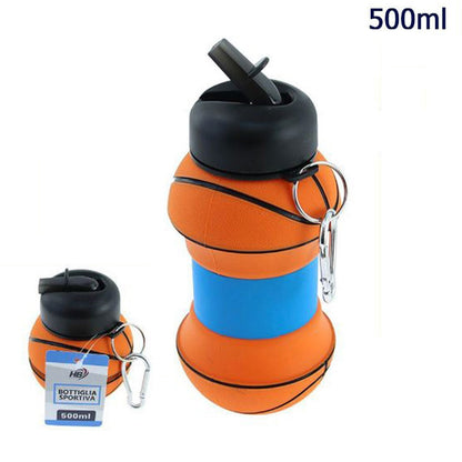 BORRACCIA SPORTIVA BOTTIGLIA 500ML PALESTRA PIEGHEVOLE PALLA BASKET 90039