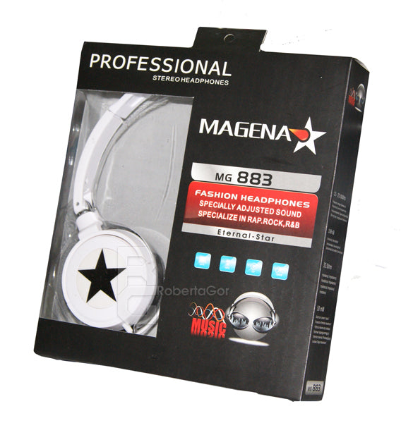 CUFFIE STEREO MP3 PC SPORT PIEGHEVOLE ETERNAL STAR BIANCO BIANCA STELLA NERO