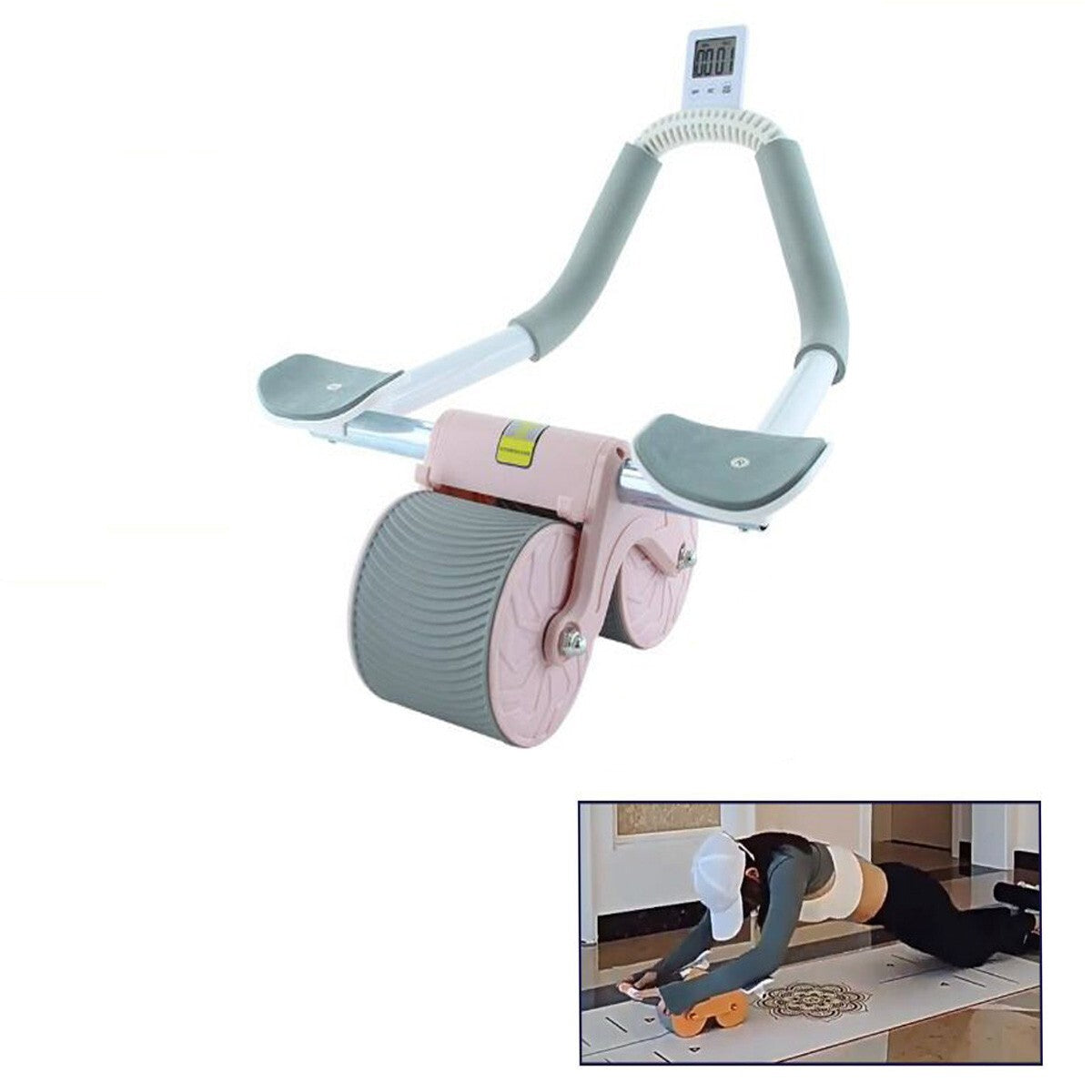 ATTREZZO RUOTA ADDOMINALE MUSCOLI SUPPORTO GOMITO RIMBALZO AUTOMATICO FITNESS