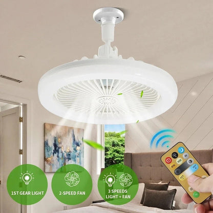 VENTILATORE PLAFONIERA LED DA SOFFITTO E27 REGOLABILE TELECOMANDO 30W AS-01579
