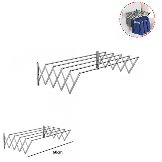 STENDIBIANCHERIA ESTENSIBILE A PARETE ALLUMINIO CROMATOSALVASPAZIO 60CM 73209