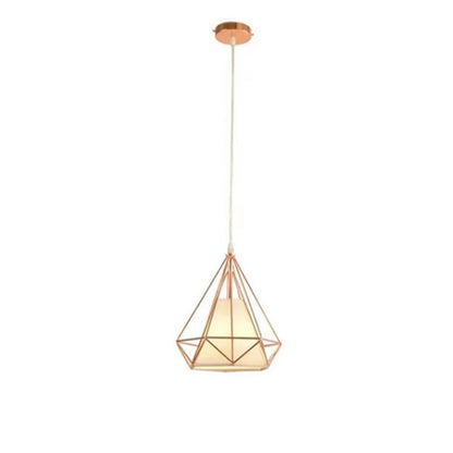 LAMPADARIO GABBIA METALLO INDUSTRIALE RETRO E27 PENDENTE VINTAGE ORO ROSA SJ099