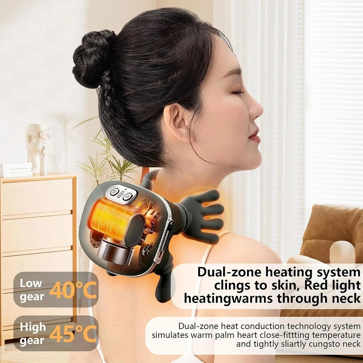 MASSAGGIATORE COLLO E CERVICALE 4D SHIATSU SENZA FILI CON CALORE MODELLO MASSAGGIO DITA