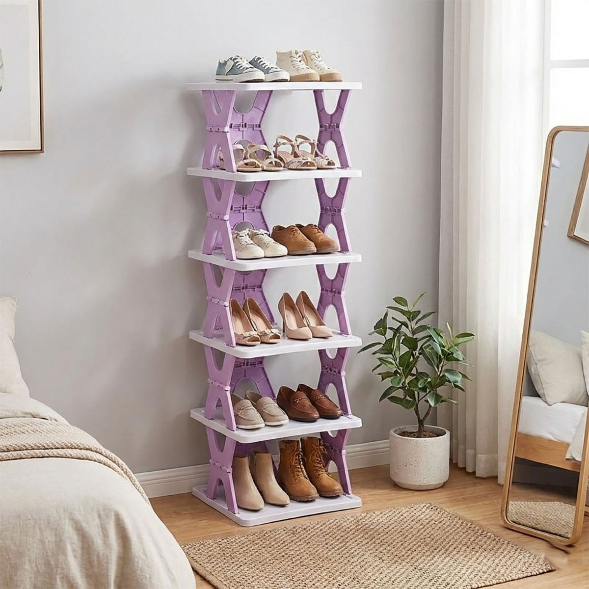 PORTA SCARPE SCARPIERA VERTICALE MONTAGGIO RAPIDO 5 RIPIANI PIEGHEVOLE