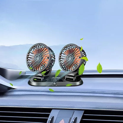 DOPPIO VENTILATORE PER AUTO 12V PORTATILE DA VIAGGIO REGOLABILE ARIA FRESCA