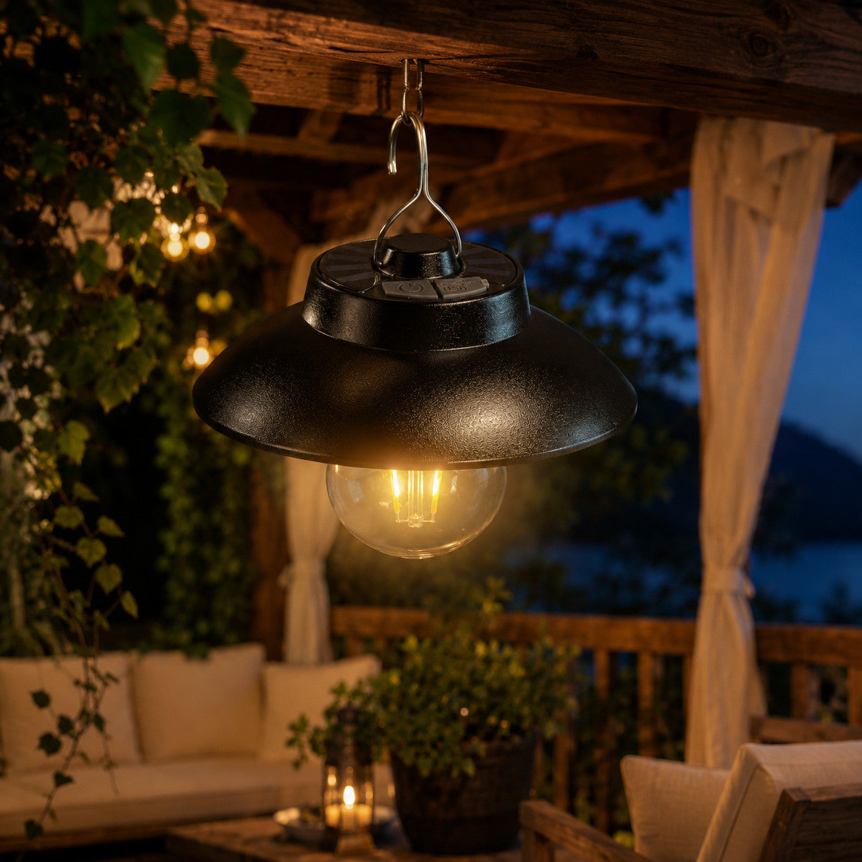 LAMPADA CAMPEGGIO LED RICARICABILE SOLARE CON GANCIO LUCE CALDA 3000K TE-B0627