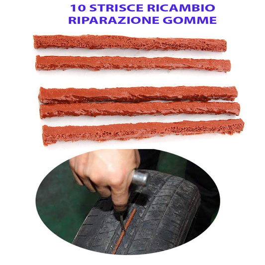 10 STRISCE RICAMBIO KIT RIPARAZIONE FORATURA RIPARA GOMME PNEUMATICI TUBELESS