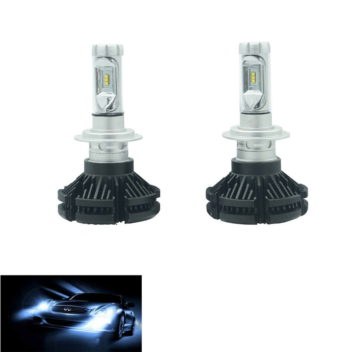 COPPIA LAMPADE FARI RICAMBIO AUTO LED 7S H7 ALTA LUMINOSITA' BIANCO FREDDO 50W
