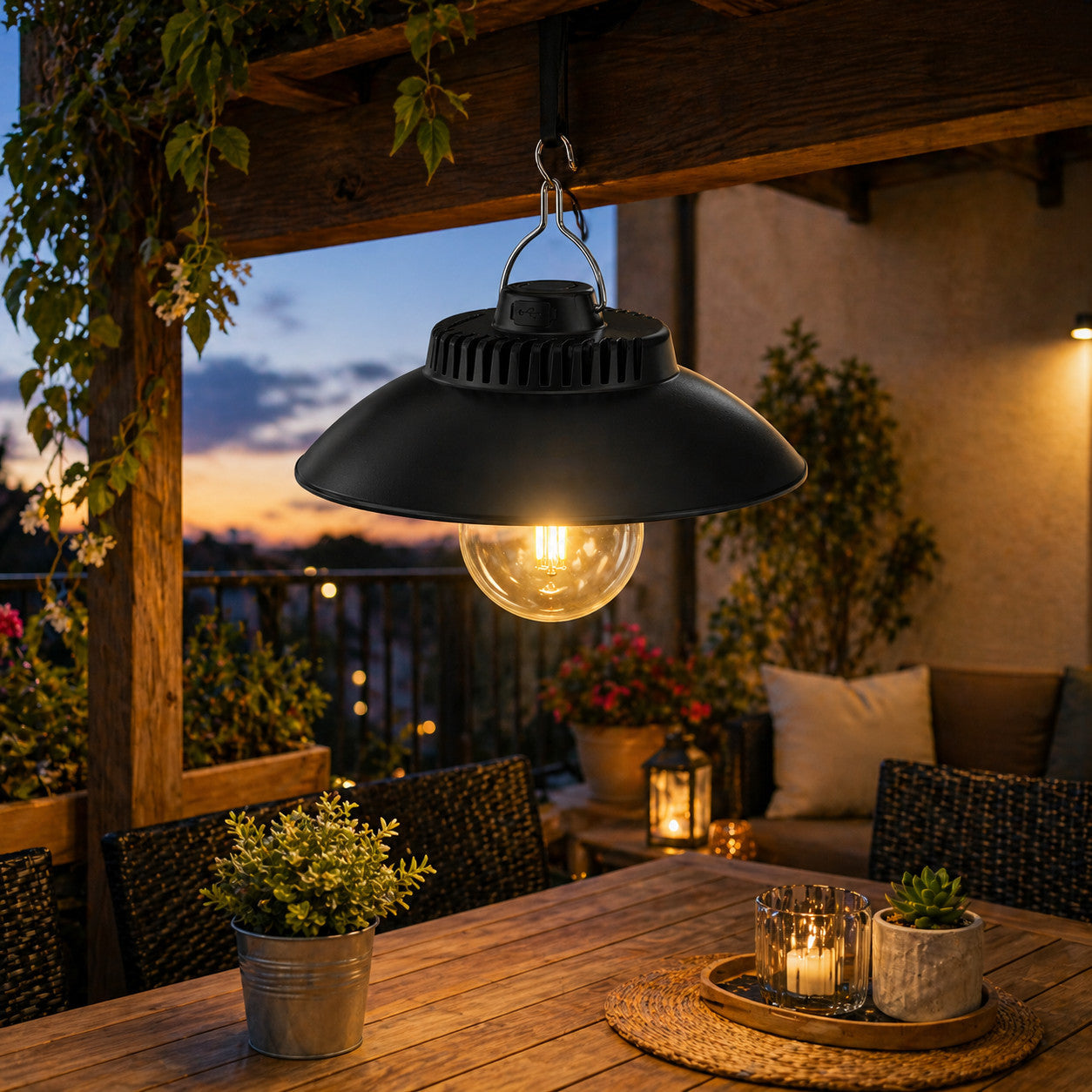 LAMPADA CAMPEGGIO LED RICARICABILE SOLARE CON GANCIO LUCE CALDA 3000K TE-B0627