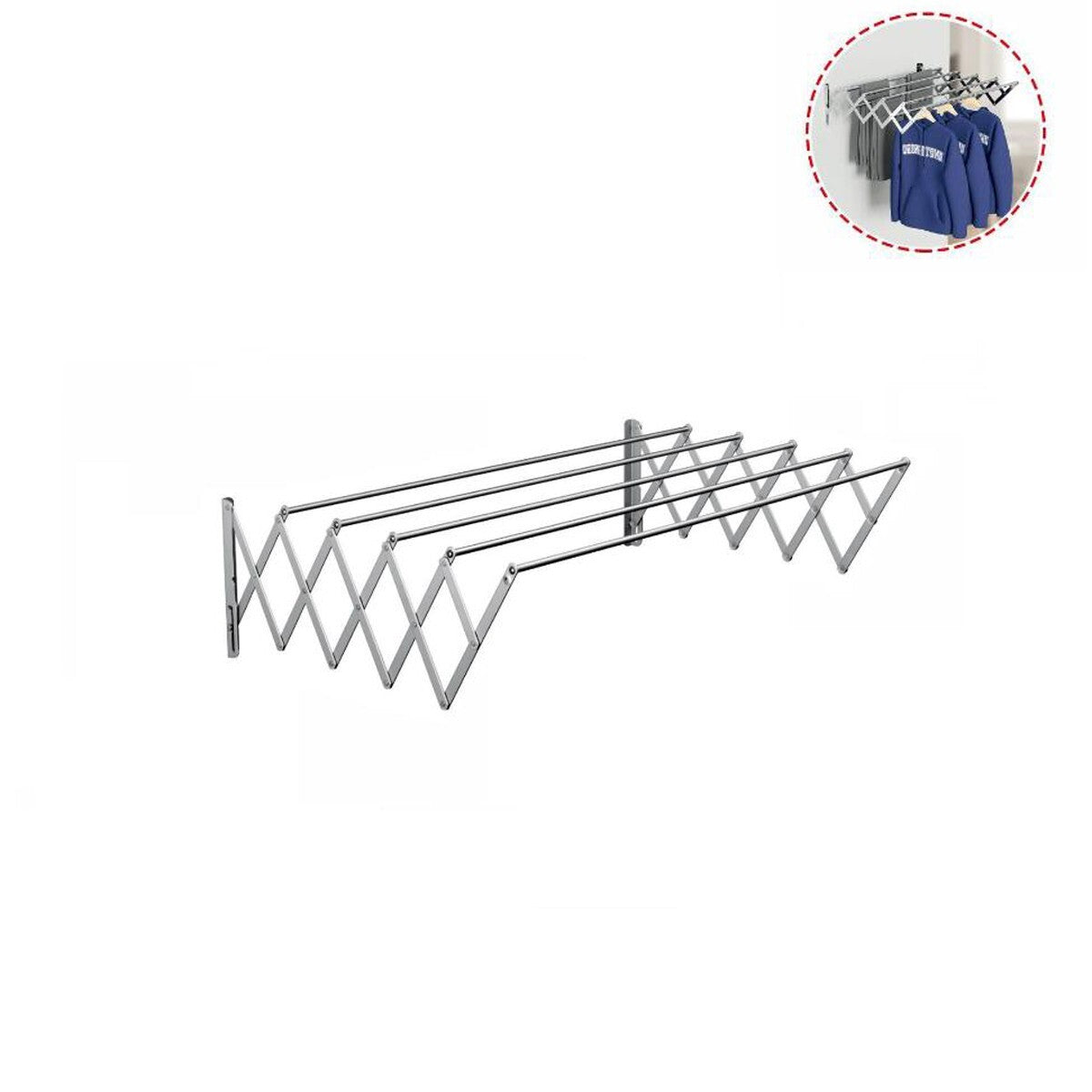 STENDIBIANCHERIA ESTENSIBILE A PARETE ALLUMINIO CROMATOSALVASPAZIO 100CM 73211