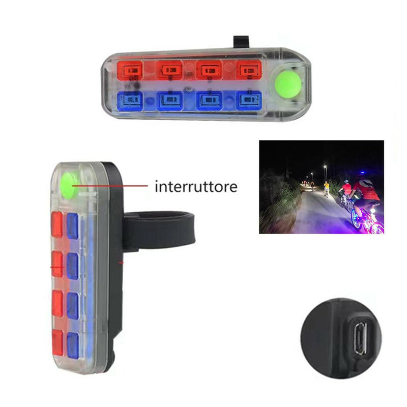 LUCE POSTERIORE LED RICARICABILE USB FANALE MONOPATTINO BICICLETTA BICI TE-B0438