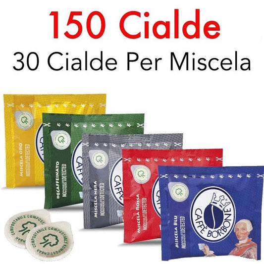 150 CIALDE ESE 44 CAFFE BORBONE MIX DEGUSTAZIONE MISCELA ROSSA BLU NERA ORO DEK