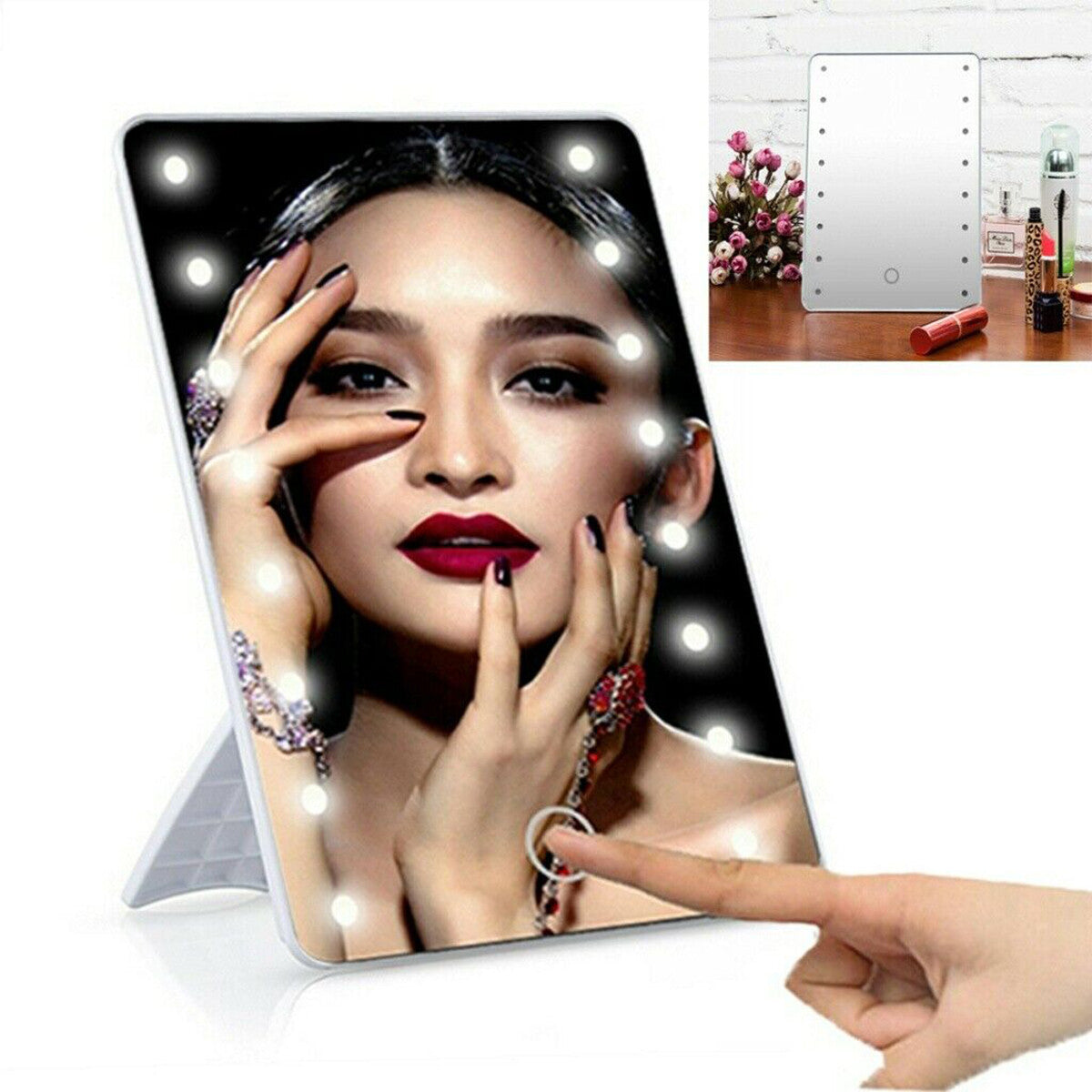 SPECCHIO TRUCCO 16 LED ILLUMINATO MIRROR MAKE UP COSMETICI DA TAVOLO TE-B0144