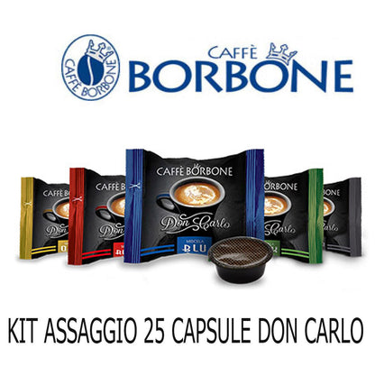 KIT 25 CAPSULE CIALDE BORBONE BLU ORO NERA ROSSA DEK COMPATIBILE DON CARLO