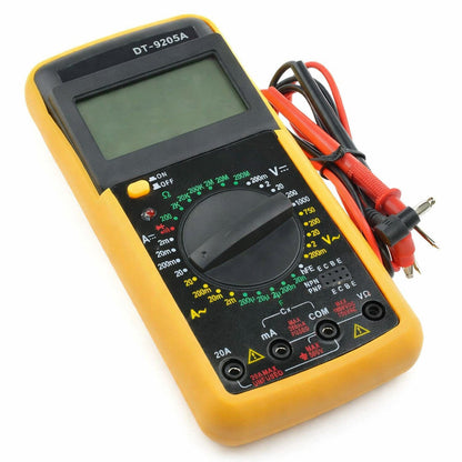 MULTIMETRO DIGITALE TESTER VOLT AMPERE CON CAVI PUNTALI GUSCIO DISPLAY DT 9205A