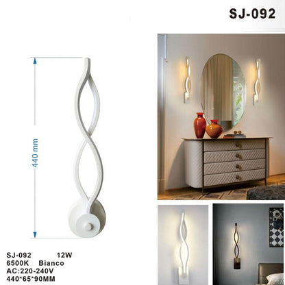 APPLIQUE LAMPADA PER INTERNO MODERNA DA PARETE MURO 12W LUCE NATURALE SJ-092*