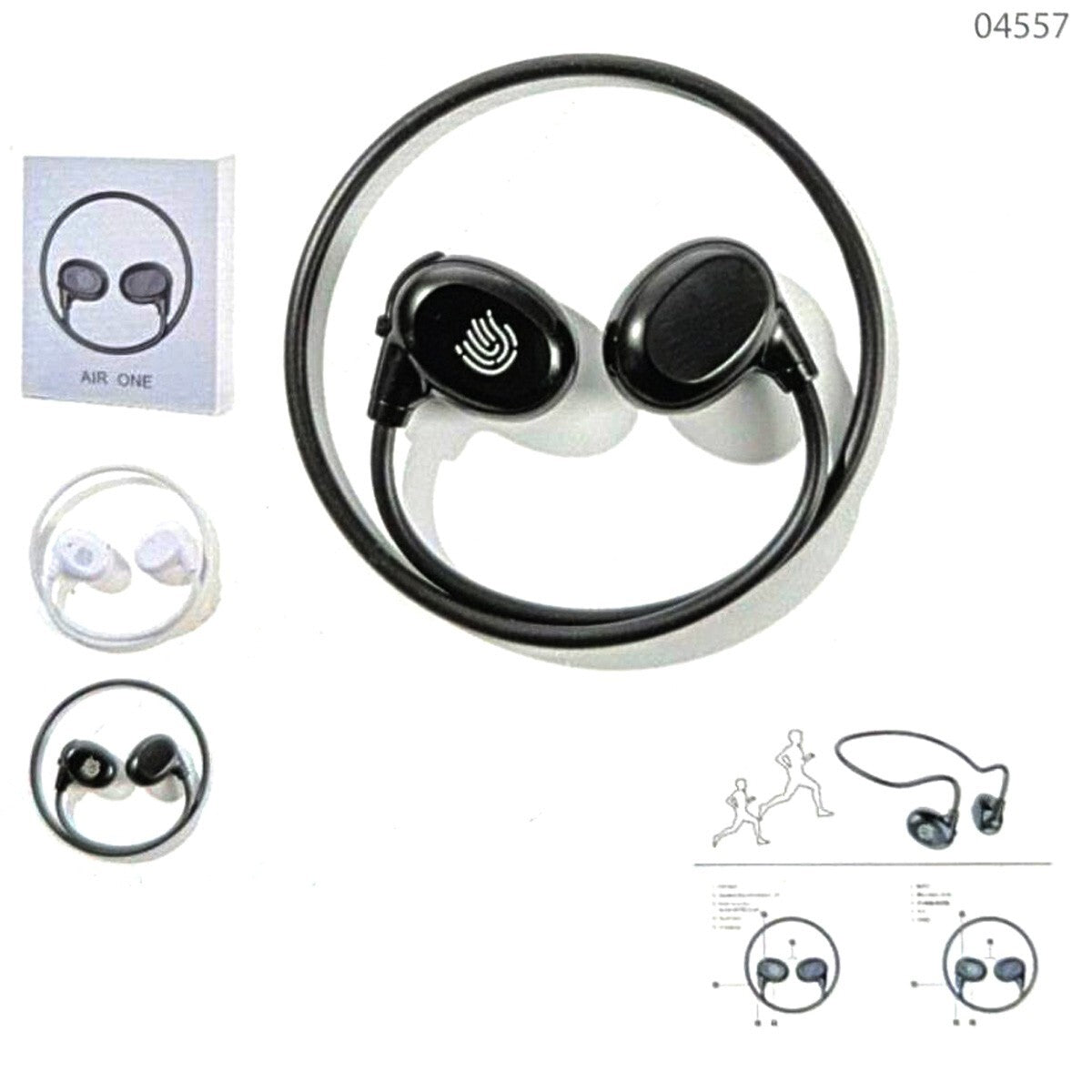 CUFFIE SPORT STEREO AUDIO MUSICA AURICOLARI BLUETOOTH smartphon CELLULARE 04557