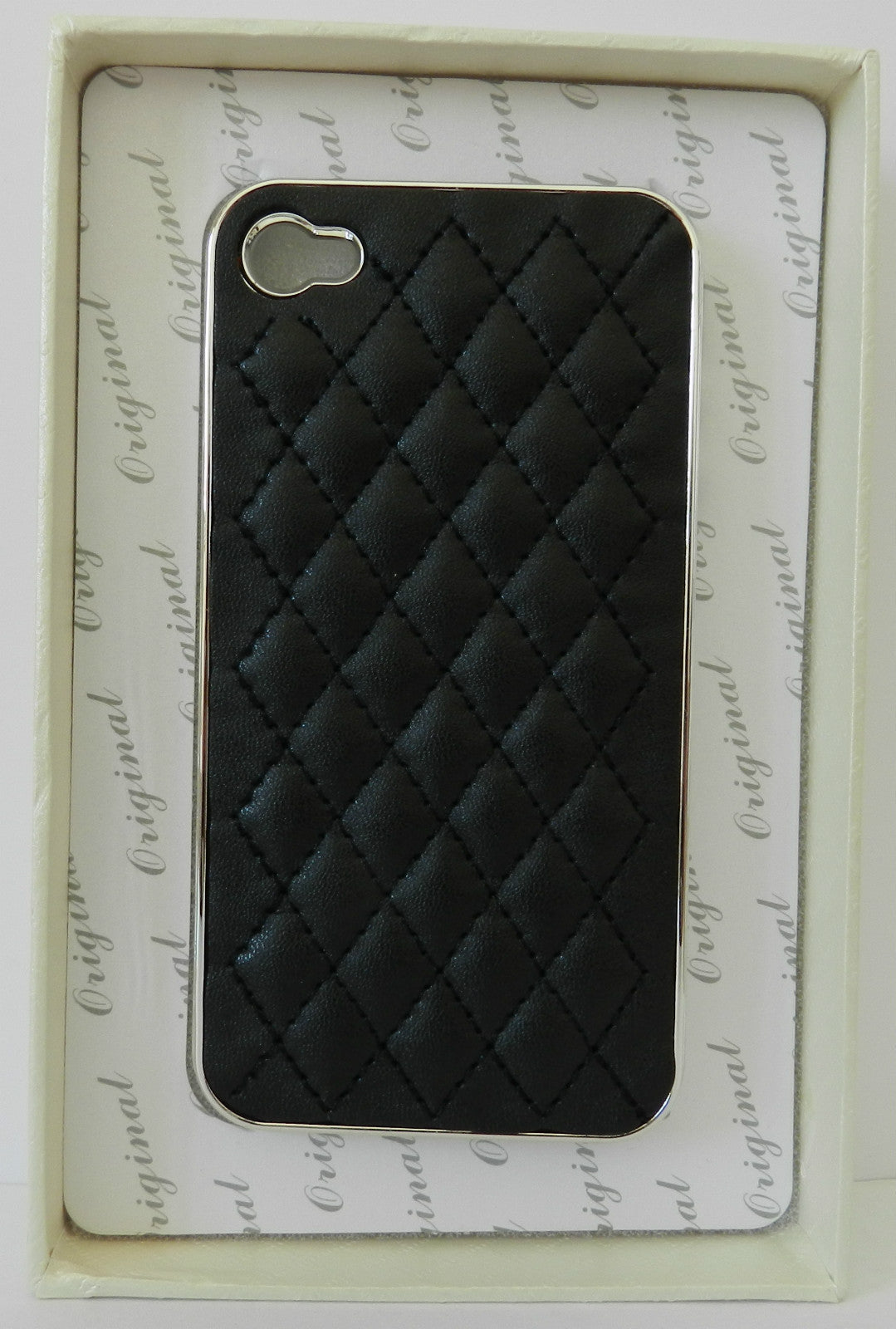 CUSTODIA COVER PLASTICA RIGIDA PER APPLE IPHONE 4 4S IN SIMIL MINIJES ROMBI NERO