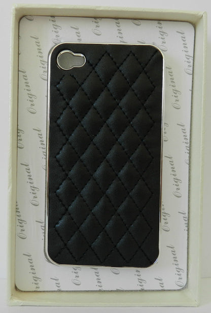 CUSTODIA COVER PLASTICA RIGIDA PER APPLE IPHONE 4 4S IN SIMIL MINIJES ROMBI NERO
