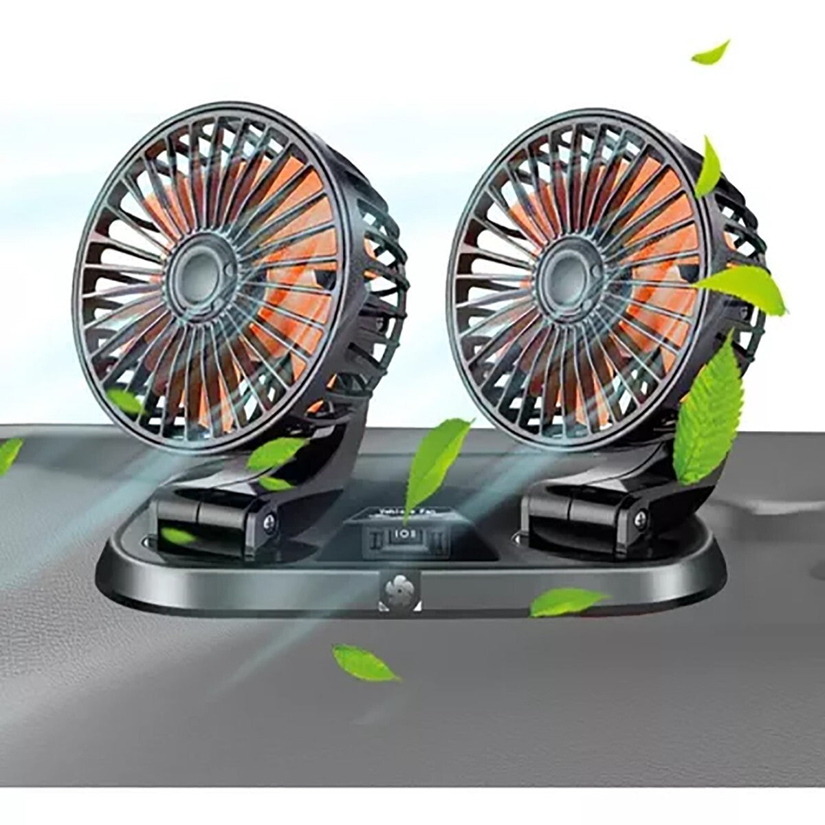 DOPPIO VENTILATORE PER AUTO 12V PORTATILE DA VIAGGIO REGOLABILE ARIA FRESCA