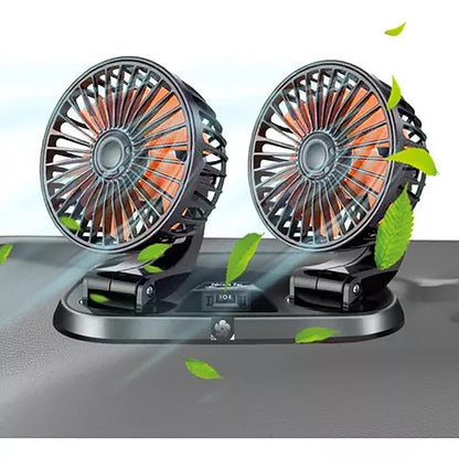 DOPPIO VENTILATORE PER AUTO 12V PORTATILE DA VIAGGIO REGOLABILE ARIA FRESCA
