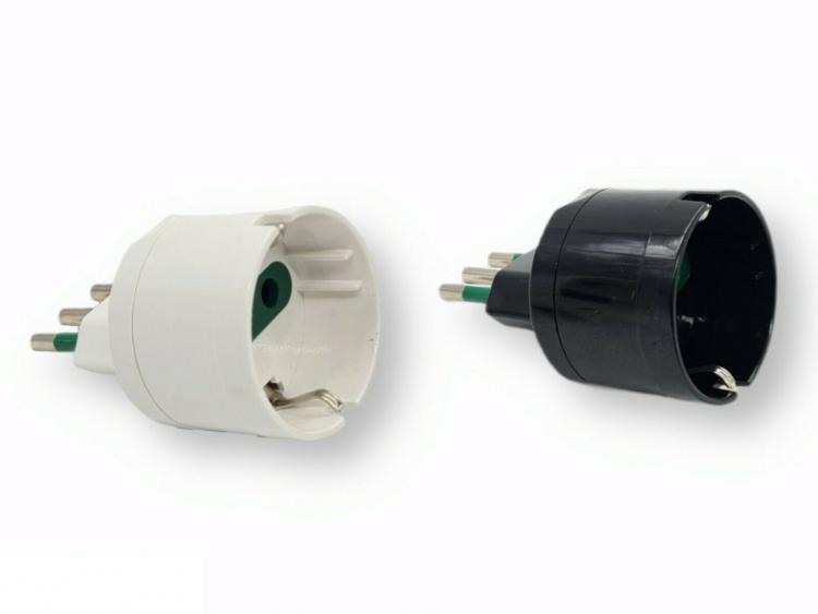 10pz ADATTATORE SPINA PICCOLA 10A S11 CON PRESA SHUKO BIANCO ITALIA 1500W XC5038