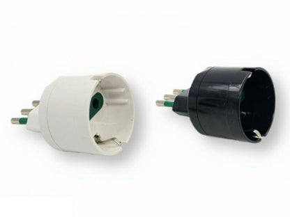 10pz ADATTATORE SPINA PICCOLA 10A S11 CON PRESA SHUKO BIANCO ITALIA 1500W XC5038