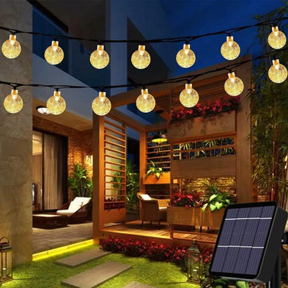 Catenaria Solare Luminosa 10 Lampadine Catena 3,8mt Luci Esterno Addobbi Natale