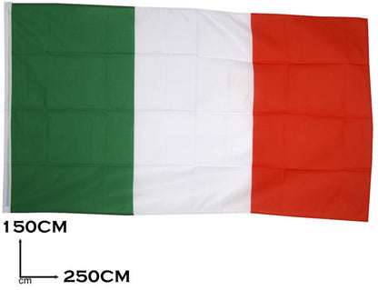 ITALIENISCHE FLAGGE MIT SCHLAUFE FÜR STANGE ITALIENISCHE TRIKOLORE GROSS 150X250CM RIESIG
