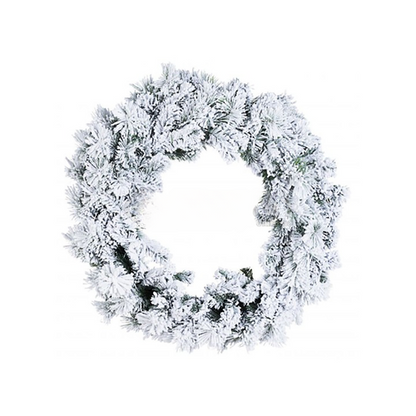 GHIRLANDA PINO VERDE INNEVATA 50CM EFFETTO NEVE CORONA ADDOBBI DI NATALE