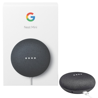 Google Home Nest Mini 2 Schwarz Smart Speaker Sprachassistent Virtuell Italienisch