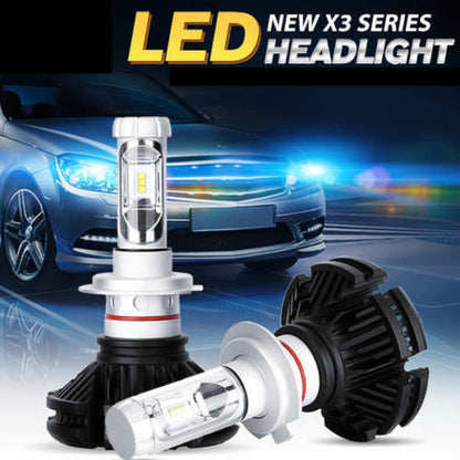 COPPIA LAMPADE X3 LED HEADLIGHT H7 LED CREE 6500K 6000 LUMEN 12V XENON FARI AUTO