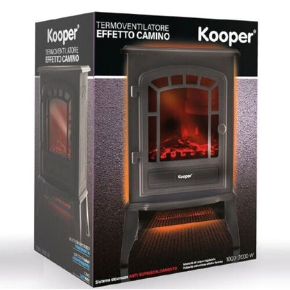 Kooper Elektrokamin Heizlüfter Ofen Flammen-Effekt 2000W