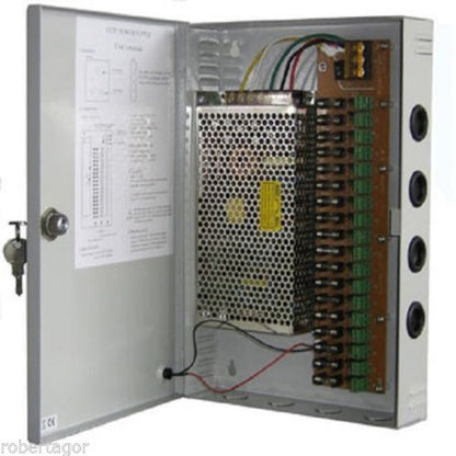 Rack Box Stabilisiertes Netzteil 18 Ausgänge Kanäle Zentralgerät CCTV-Kamera