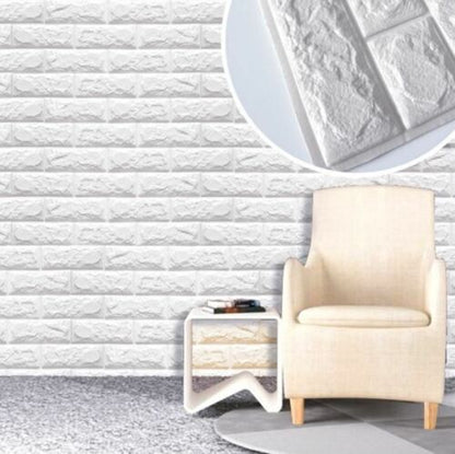 3D TAPETENAUFKLEBER ZIEGELSTEINOPTIK SCHAUMSTOFFPLATTE WÄNDE 70X77CM WEISS