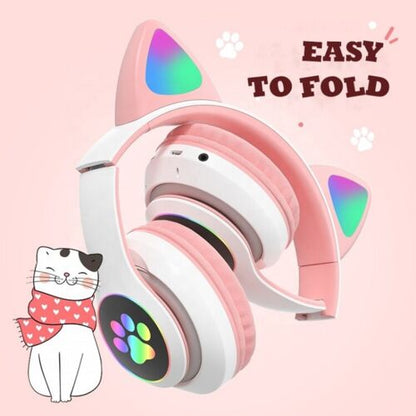 KATZE KOPFHÖRER BLUETOOTH WIRELESS GAMING HEADSET LED IPHONE SMARTPHONE - BLAU