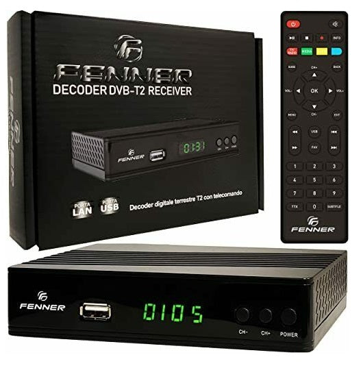 Fenner Digitaler terrestrischer Receiver Full HD DVB-T2/HEVC USB 2.0 HDMI LED Fn-GX2