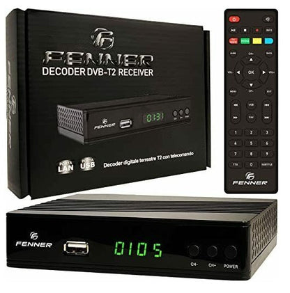 Fenner Digitaler terrestrischer Receiver Full HD DVB-T2/HEVC USB 2.0 HDMI LED Fn-GX2