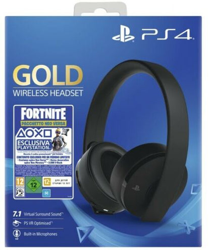 SONY PLAYSTATION 4 GOLD WIRELESS HEADSET 2.0 STEREO GAME + FORTNITE VCH 2019 PS4